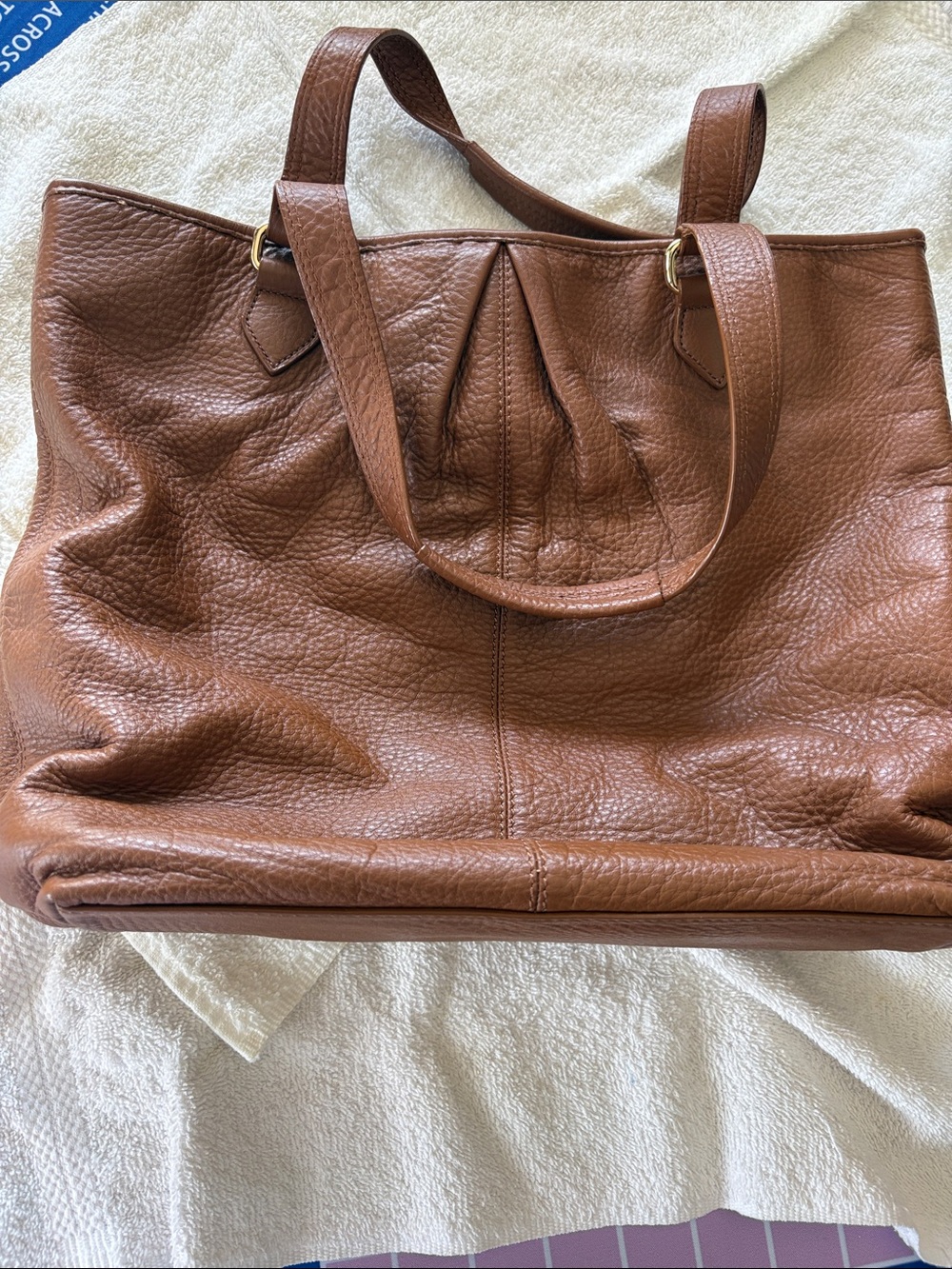Brooks Brothers Brown Pebbled Leather Tote